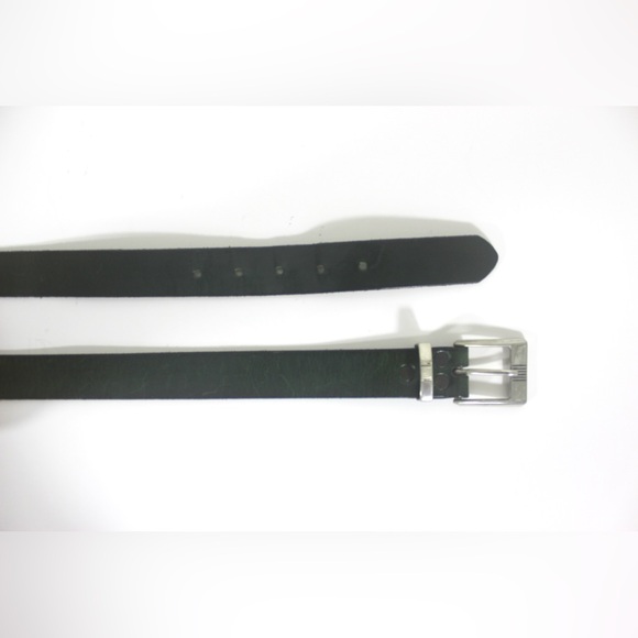 Dark Green Leather Belt with Silver Buckle - Picture 3 of 8
